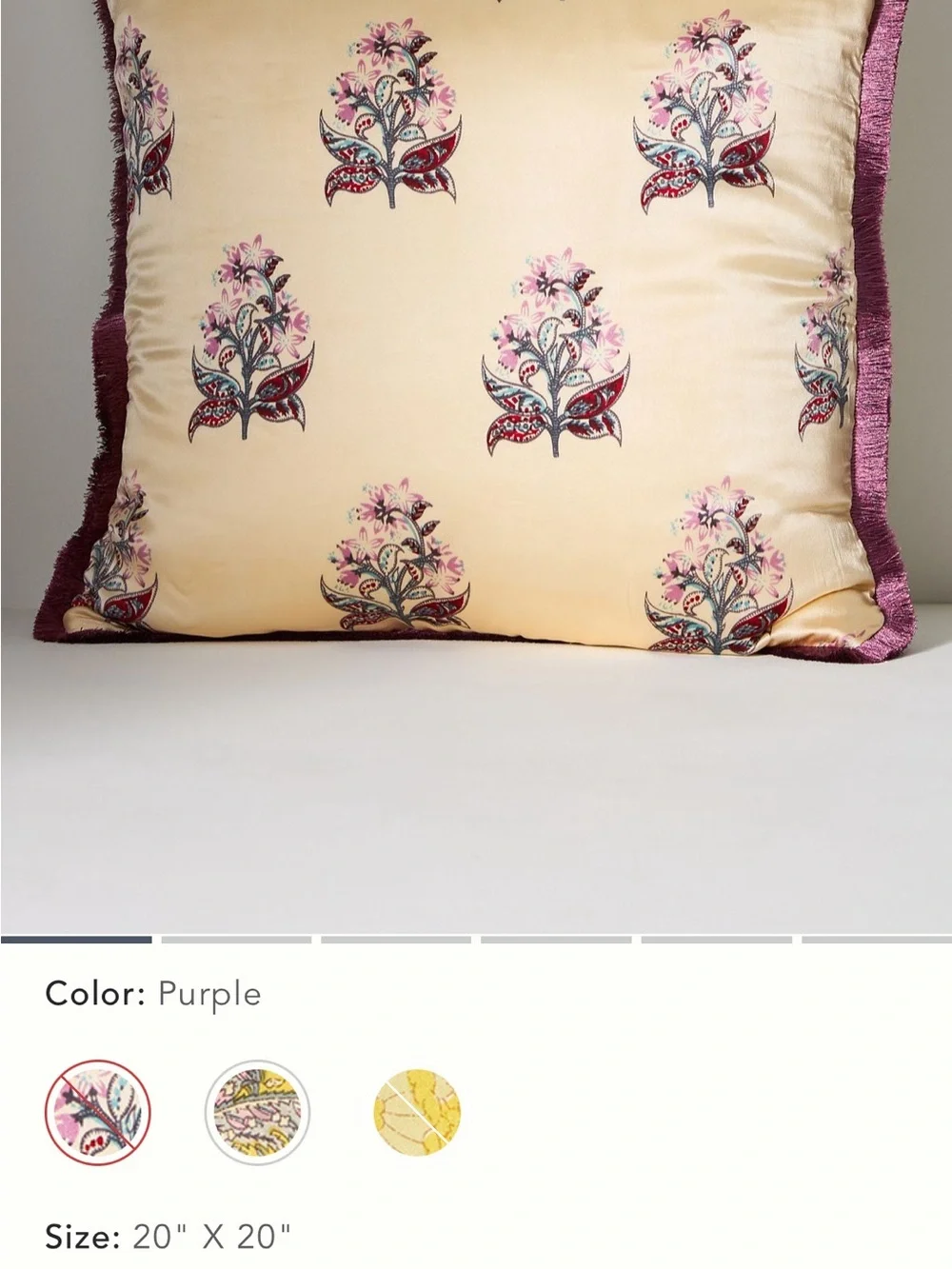 Anthropologie Silk Floral Throw Pillow Cover **READ Description**